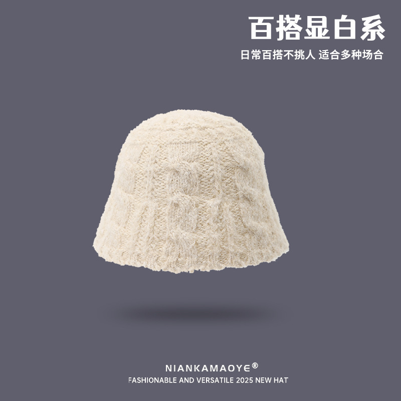 2025韩版简约新款纯色针织帽秋冬款保暖防寒百搭渔夫帽休闲水桶帽|undefined