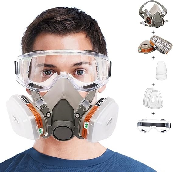 国境を越えたラベル付き有毒煙ハーフマスク、農薬、スプレー塗料、化学薬品、ホルムアルデヒド、装飾、防塵、火災、有毒ガス、防毒マスク|undefined
