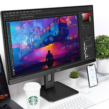 高清显示器商务办公4KP2AOC反向充电32CU旋转液晶显示屏升降65W