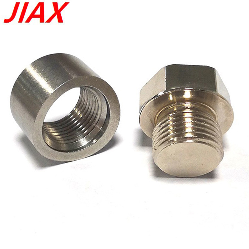 Piezas de automóvil Adaptador de tubo de escape Soldadura de acero inoxidable 304 Tuerca de muesca de hierro galvanizado de níquel tapón de rosca M18x1.5