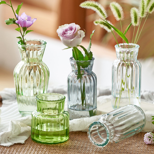 Transparent Glass Small Vase Mini French Retro Home Flower Arrangement Three-Piece Set Cross-Border Wholesale Cute Craftsman