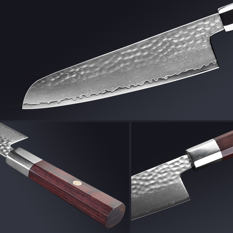 Cuchillo de cocina de acero de Damasco de 8 pulgadas con mango de madera de colores, cuchillo de chef estilo japonés, cuchillo para cortar carne, cuchillo de cocina Yangjiang con envío transfronterizo