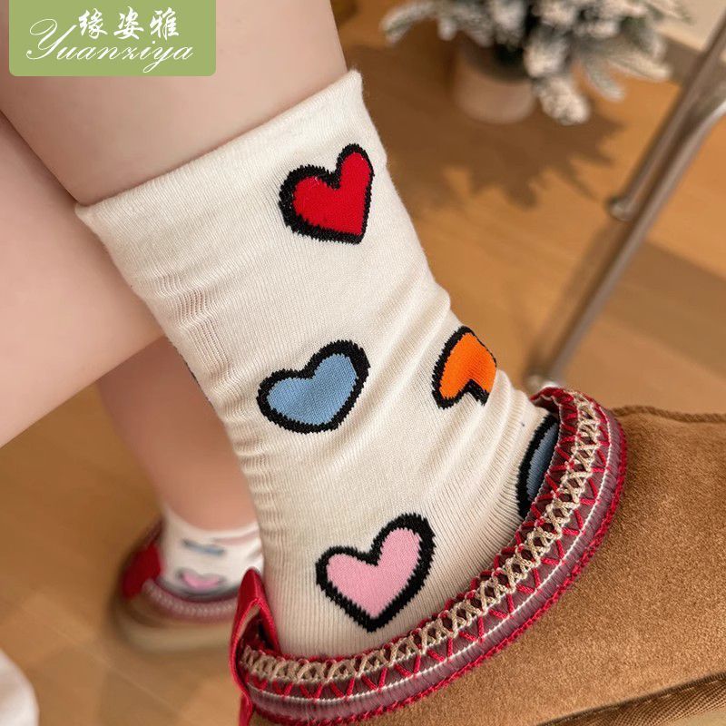 爱心袜子女中筒袜松口月子袜夏薄款长袜ins潮多巴胺穿搭可爱|undefined