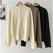 现货 M风女装简约气质通勤风质感高领针织开衫女毛衣上衣秋季新款