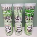 外贸萌宠熊猫30支桶装木铅笔带橡皮擦可爱熊猫竹子美术绘画素描笔