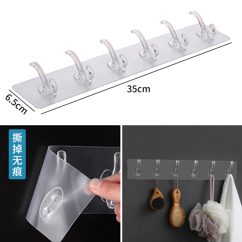 Gancho transparente gancho pegajoso gancho sin costuras detrás de la puerta Cuarto de baño Cocina adhesivo fuerte gancho sin clavos fábrica al por mayor