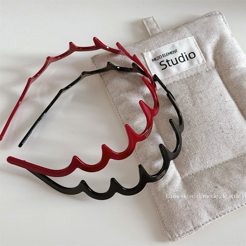 Korean version of special resin wave hair band for face washing female broken hair clip high cranial top pressure hair band tooth non-slip artifact