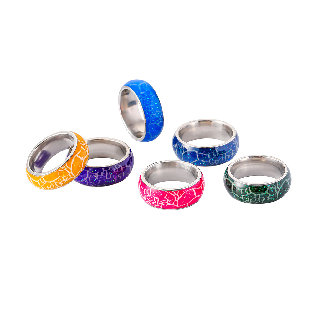 Round Pattern Women's Gender Simple Style Round 304 Stainless Steel Luminous Epoxy 18K Gold Plated White Gold Plated Women's Rings