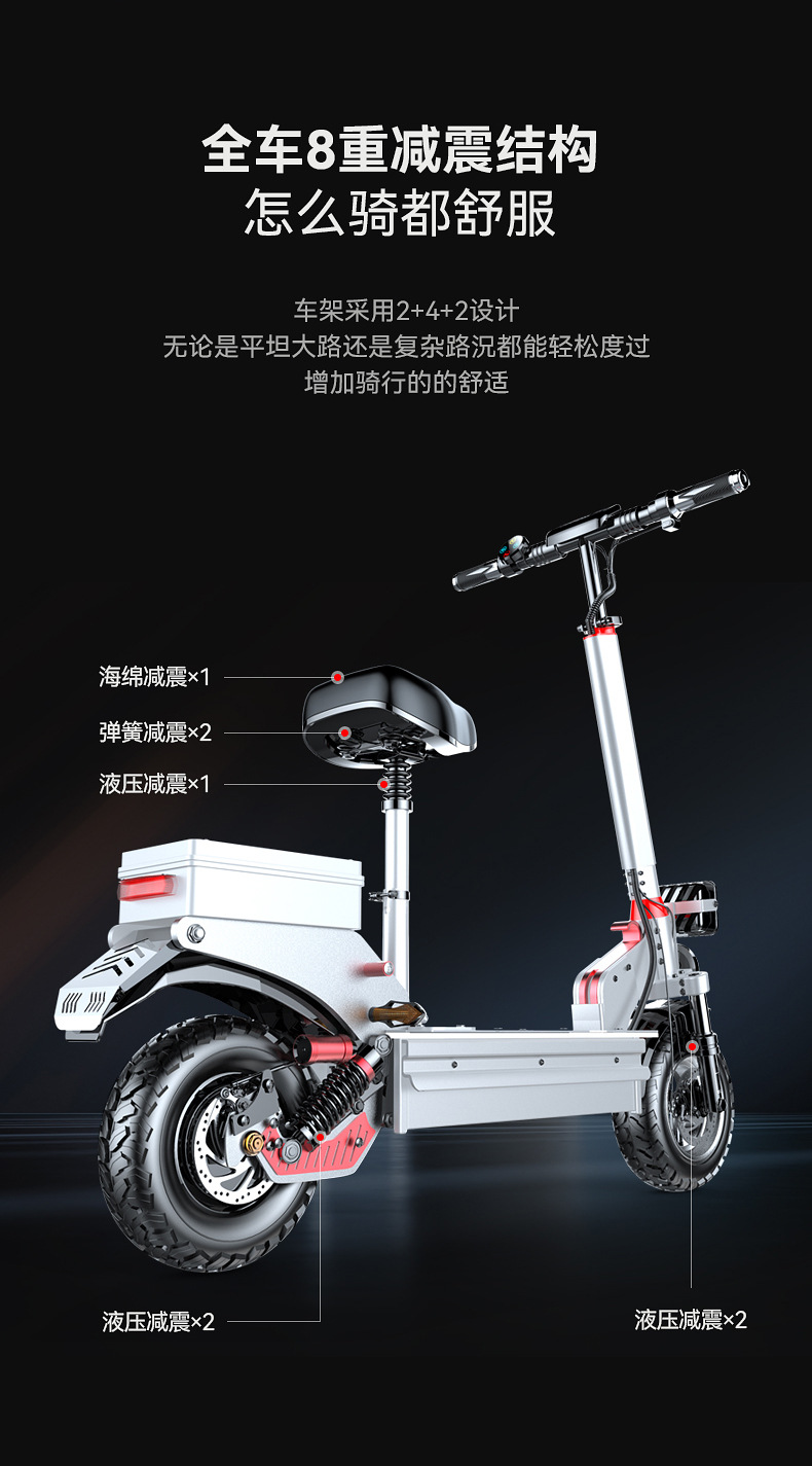 Xilop Electric Scooter with Ultra-Long Battery Life, Off-Road Folding Mobility Scooter, Two-Wheel Scooter, Electric Driving Aid