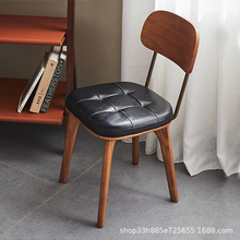 北欧实木餐椅家用网红ins简约椅子复古甜品店咖啡厅商用靠背凳子