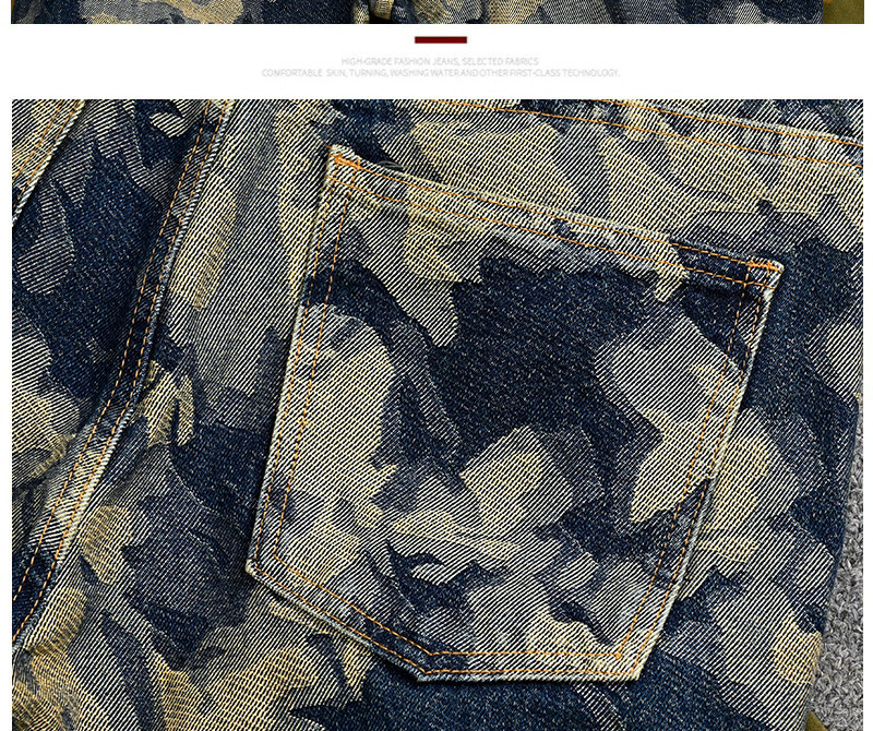 Men's Retro Washed Straight Leg Jeans Loose Fit Patchwork Denim_voghion.com