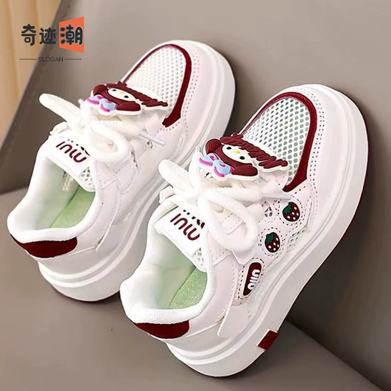 Обувь для девочек маленькие белые туфли 2025 новый летний полый детский сетчатый одиночный сетчатый туфли для девочек спортивная обувь мягкая подошва