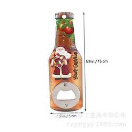 木制啤酒开瓶器圣诞节卡通圣诞冰箱磁吸贴创意起瓶器圣诞节装饰品