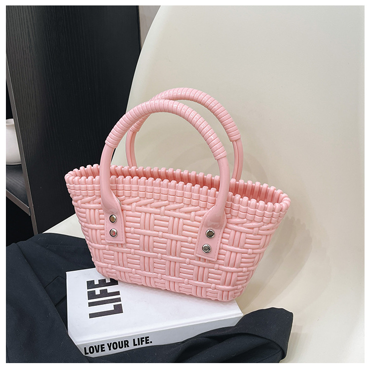 2025 New trendy and versatile crossbody mini vegetable basket jelly bag, fashionable hand-held woven bag, mini tote women's bag undefined