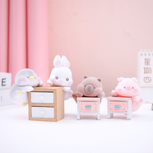 一件代发新款萌趴趴搭子搪胶可爱小摆件客厅卧室家居装饰礼物