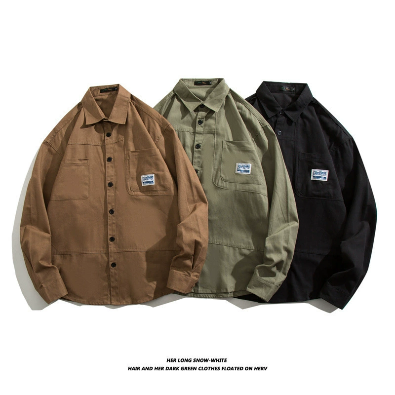 Японские рубашки для мужской одежды модные красивые студенты повседневные длинные рукава рубашки красивые элитные пальто