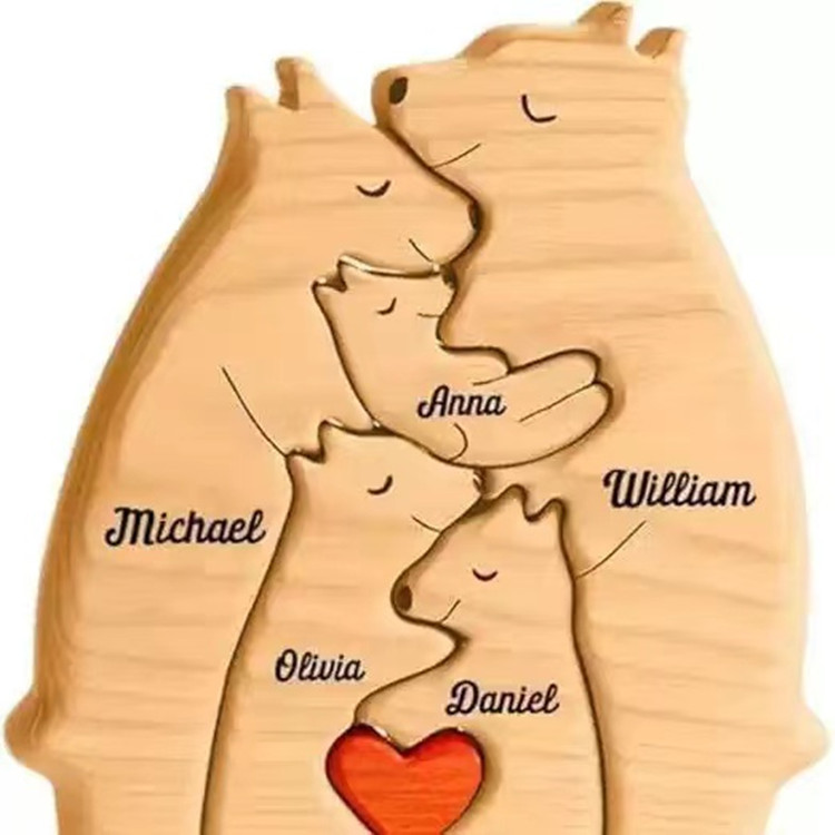 Familia cálida decoración de rompecabezas de madera Transfronteriza Popular de madera maciza abrazo traje de oso decoración del hogar Madre y niño oso