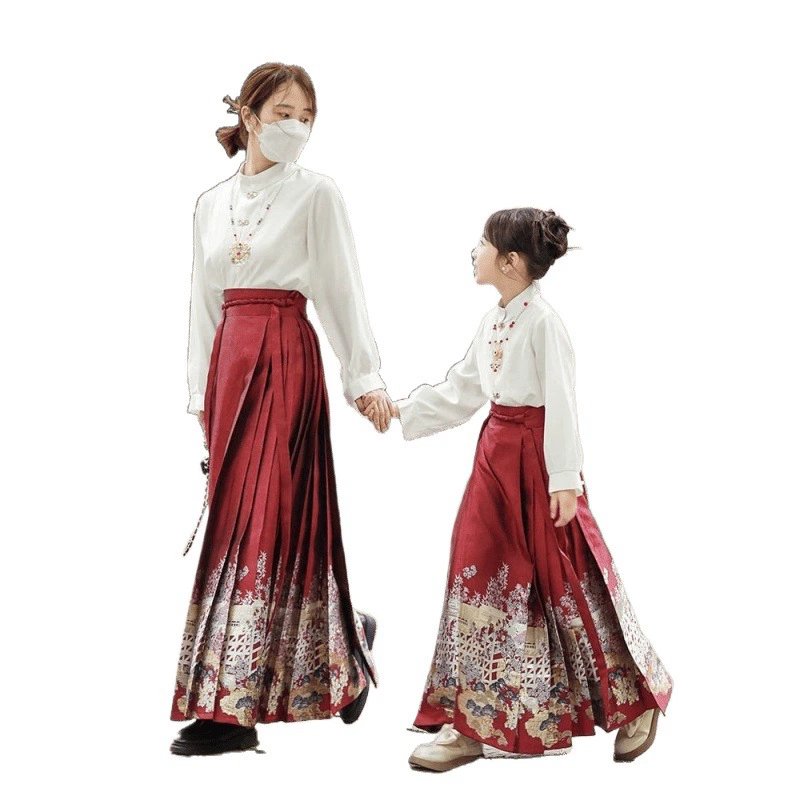 Hanfu, summer set, dress, for teenagers, Chinese style, family style