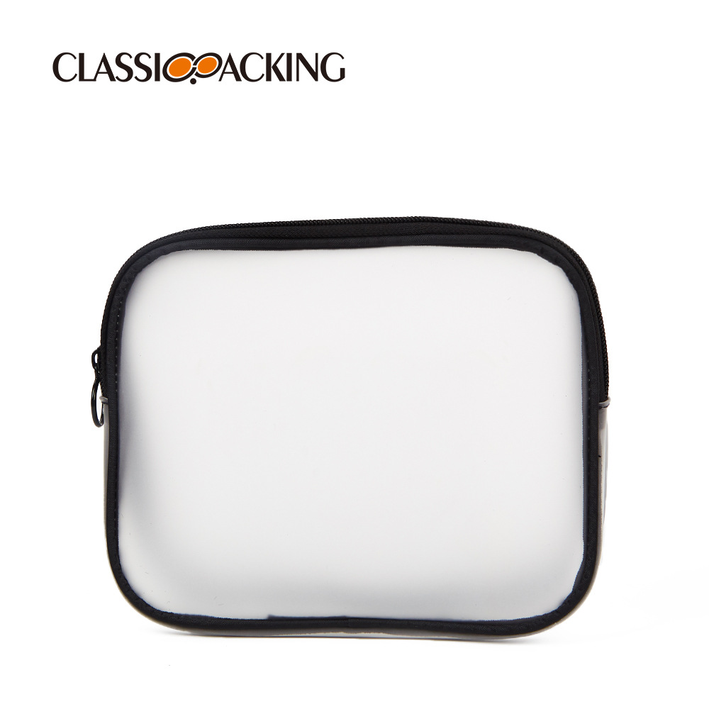 Bolsa de cosméticos simple esmerilado transparente impermeable cuidado de la piel bolsa de almacenamiento logotipo impreso bolsa de lavado de viaje de gran capacidad