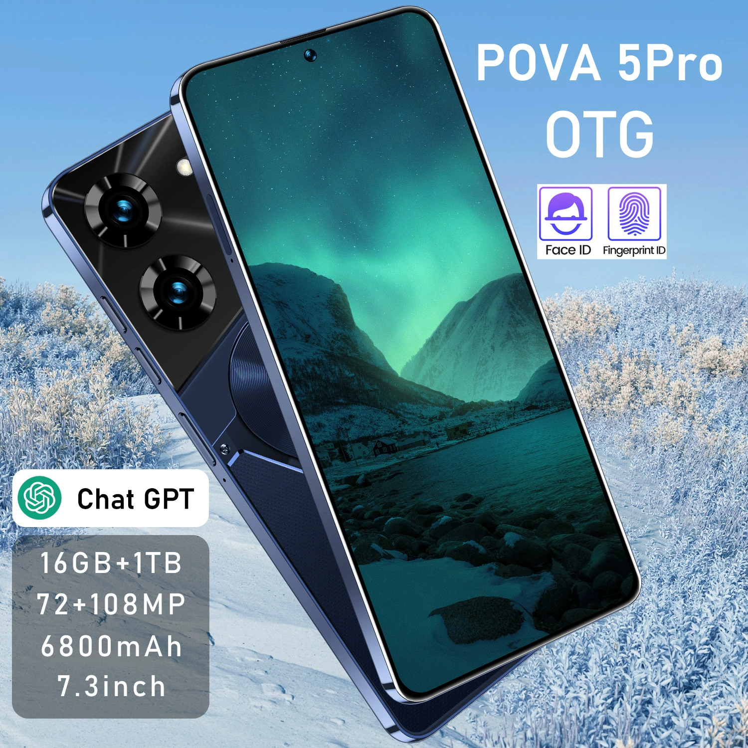 Кросс-граница взрыв POVA5PRO экран высокого разрешения большой дисплей иностранной торговли низкая цена 16+1TB новый смартфон исходник цена завода