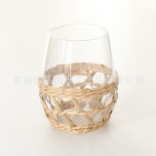 Cross-border foreign trade natural straw glass cup cover hand-woven retro creative cup cover tea cup straw protective cover