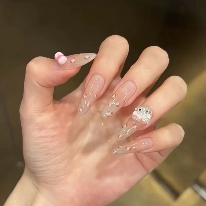 Semi-handmade wearable nail cat cute nail art leopard print long temperament light luxury high-end feeling nail art fake nail patch Semi-handmade wearable nail cat cute nail art leopard print long temperament light luxury high-end feeling nail art fake nail patch