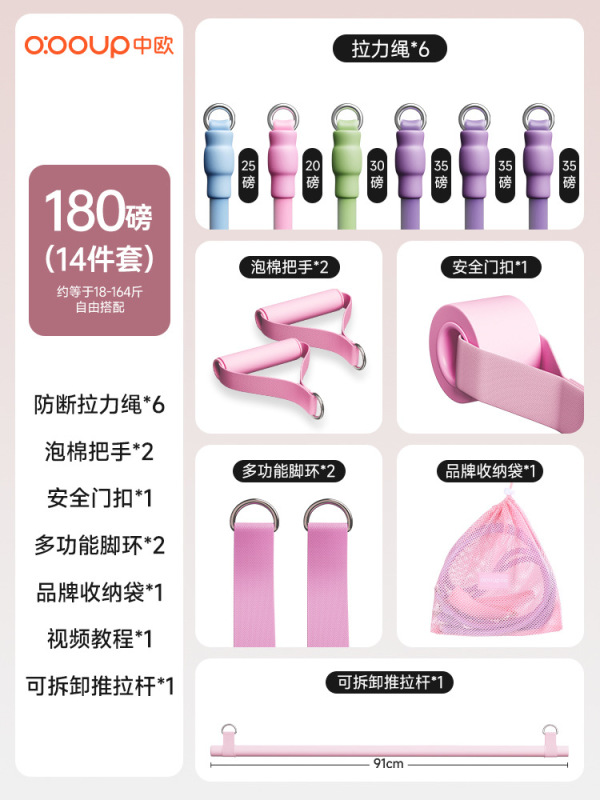 拉力绳家用健身弹力带女弹力绳开肩练背练腿挂门高位拉训练神器|undefined