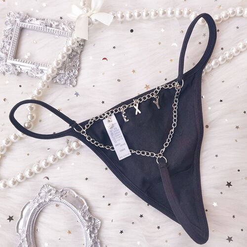 Nightclub letter metal sports women's underwear fitness sexy women's thong temptation
