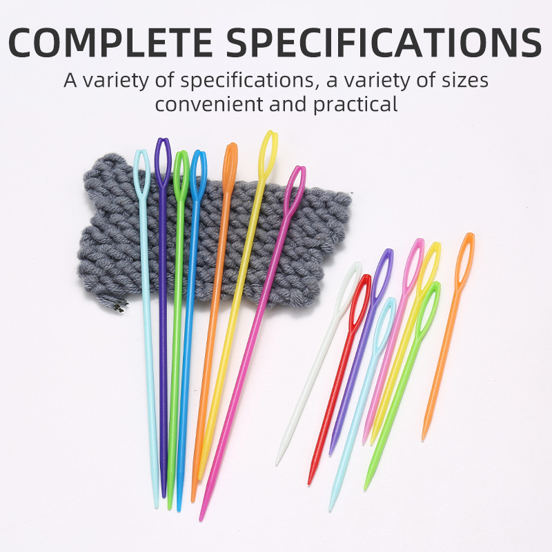Agujas de coser a mano de plástico de color, hilo de lana, herramientas de tejido de bricolaje hechas a mano, agujas de ojos grandes, agujas de seguridad para niños, agujas de plástico bordadas