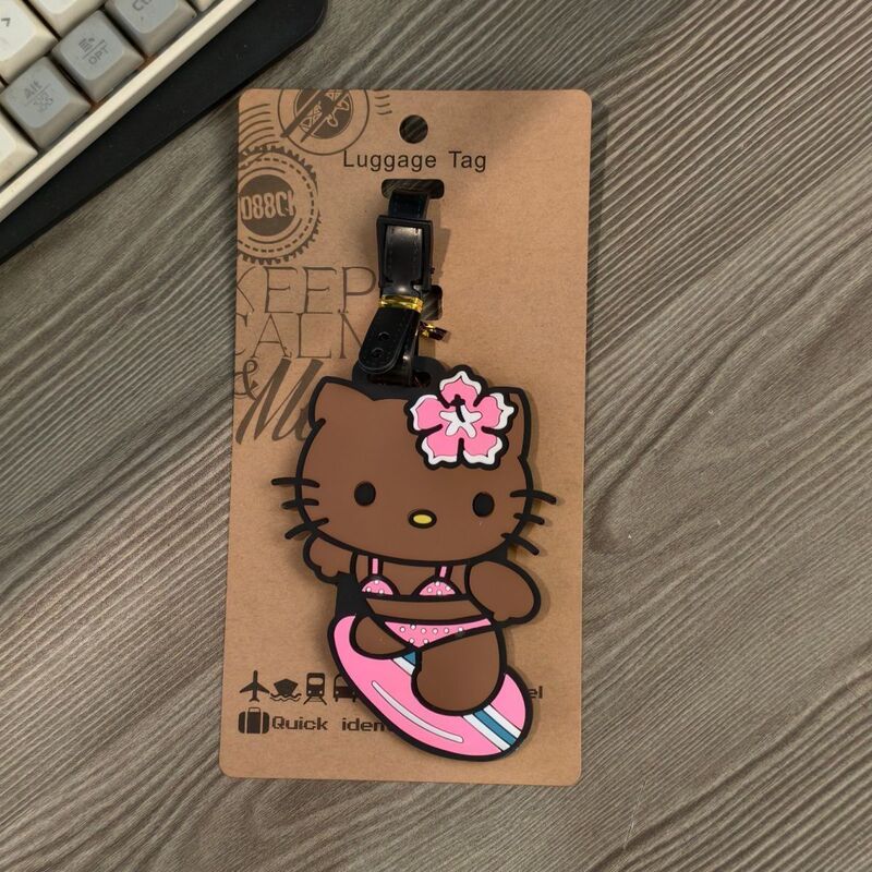 ins行李牌黑皮凯蒂HelloKitty可爱猫咪登机旅行箱包托运创意挂饰|undefined