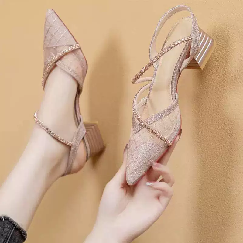 Summer mesh sandals with a strap, french style