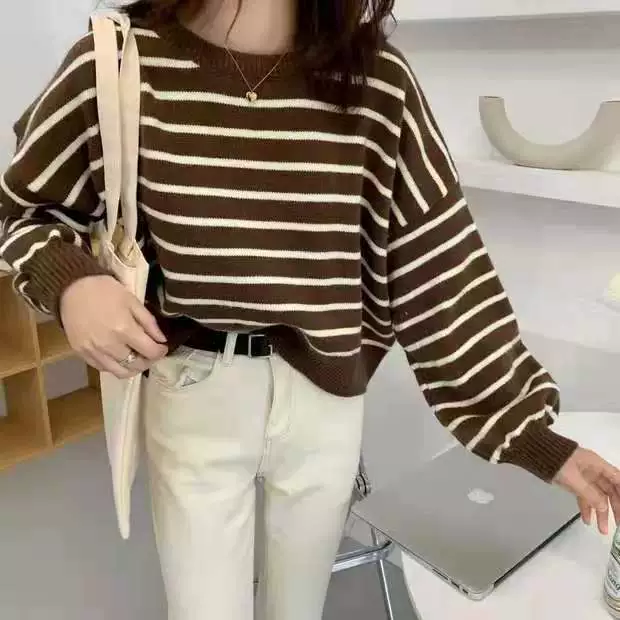 Autumn knitted sweater, western style, loose fit