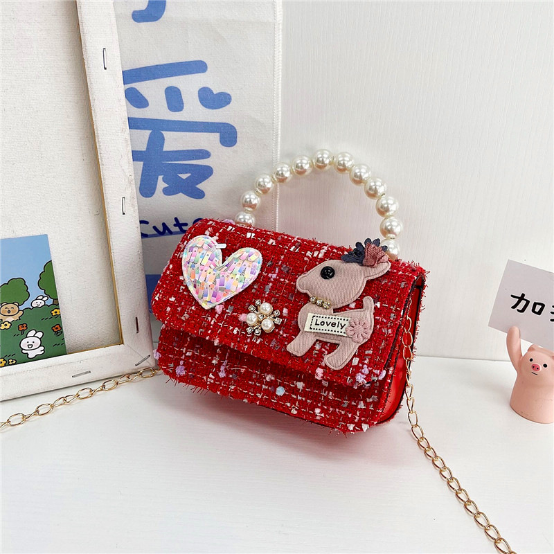 Bolso para niños 2021 nueva niña linda bolsa de mensajero moda princesa perla bolso cadena bolsa de hombro