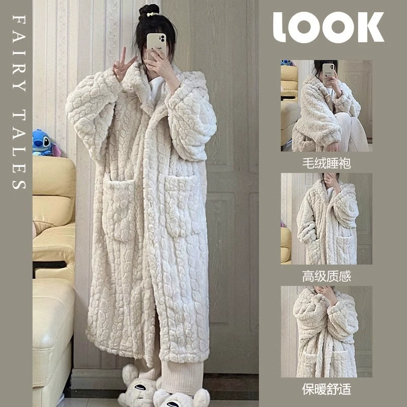 Coral velvet warm winter pijama, bathrobe, high-quality style, 2024 years