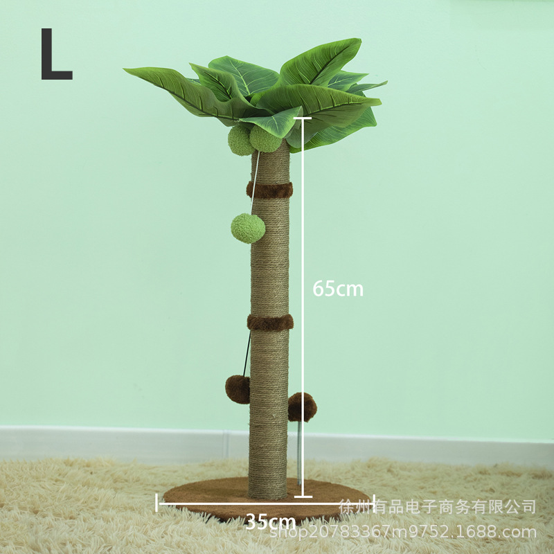 Árbol rascador para gatos con forma de cocotero, poste rascador de sisal, poste vertical para trepar, duradero, antideslizante, juguete grande para gatos, transfronterizo
