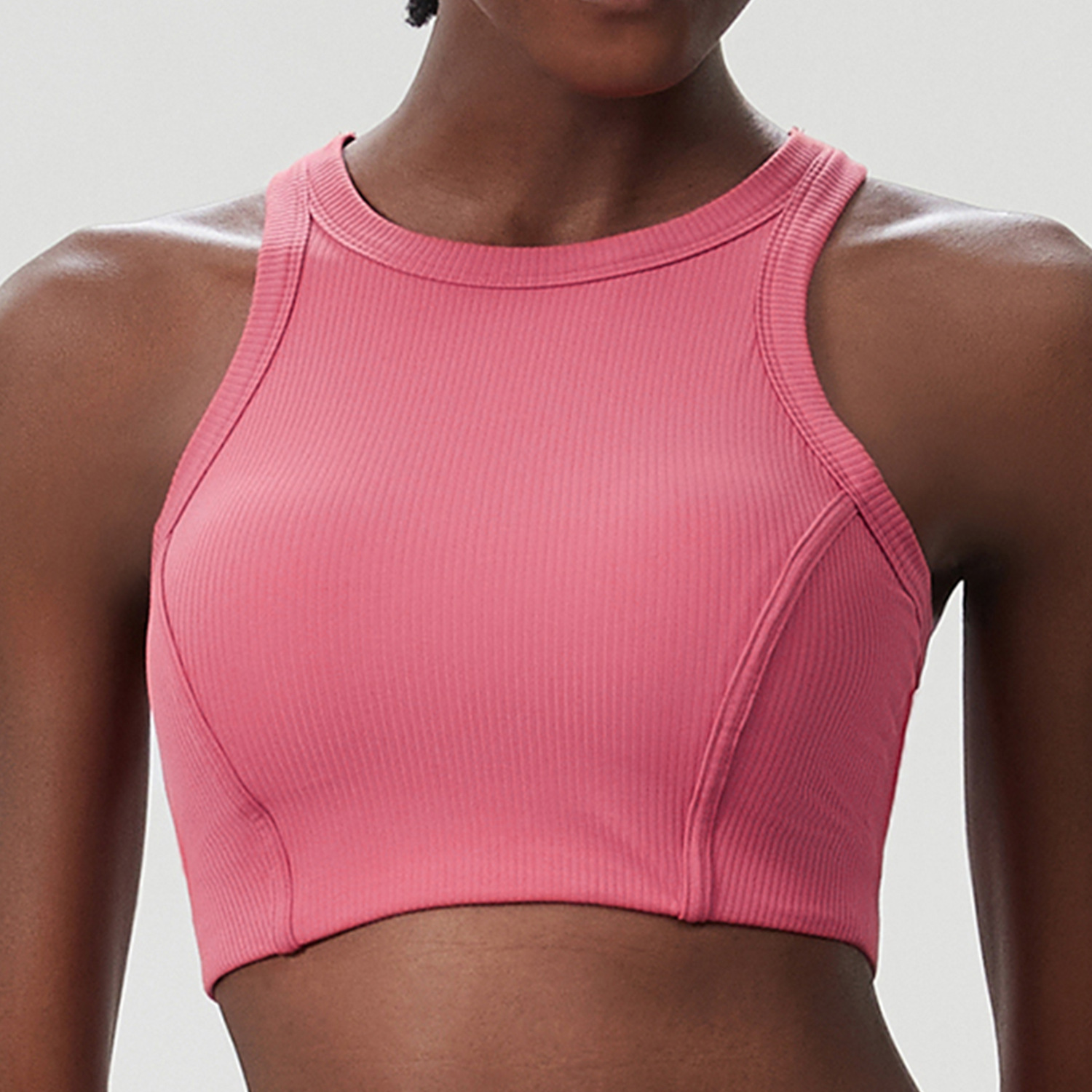 YB422 Willow leaf high collar sports bra retro rose