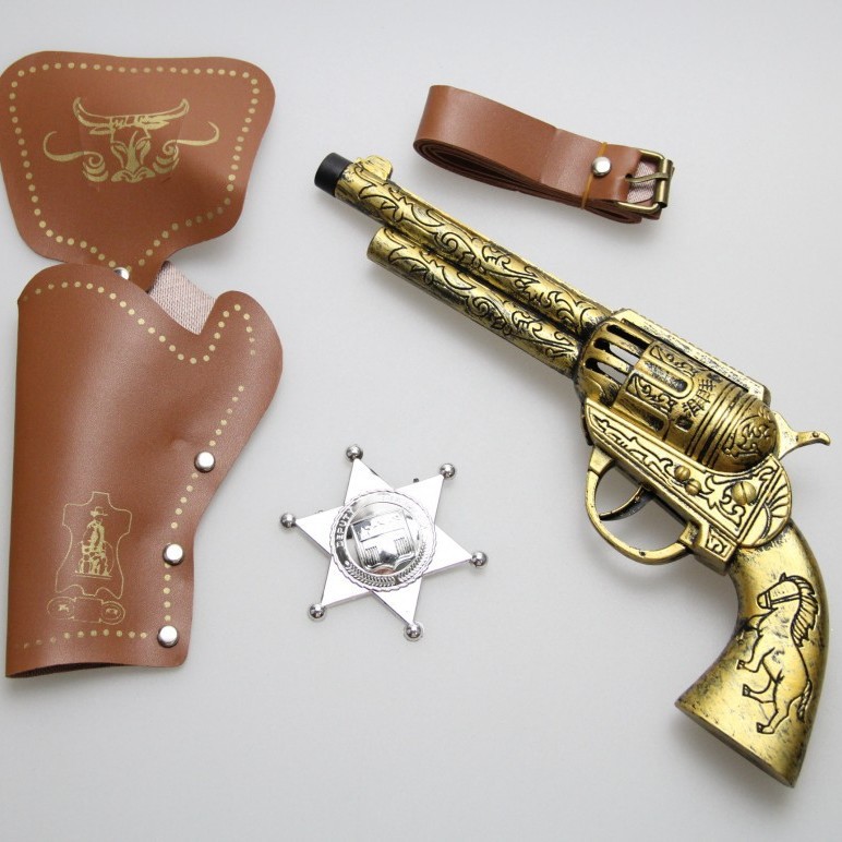 Navidad mascarada accesorios retro occidental vaquero arma de juguete arma mano pistola cubierta cinturón sello plástico mar pistola
