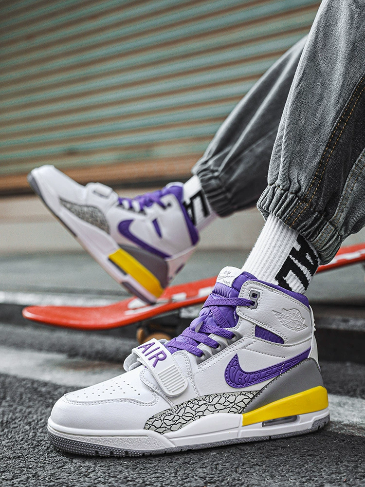 Putian Genuine Aj 312m White and Blue Winter Basketball Shoes Men's Lakers Purple Gold White Brown Sports High Top Aj3L2 Sneakers