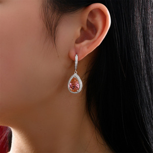 Shipei jewelry drop-shaped 9 karat papalacha 9*14 high carbon diamond earrings ear buckle