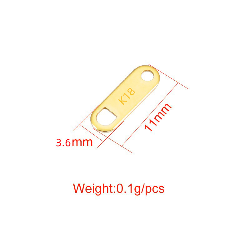 100 PCS/Package 3.6*11mm Stainless Steel 18K Gold Plated Solid Color Polished Tail Plate Accessories display picture 2