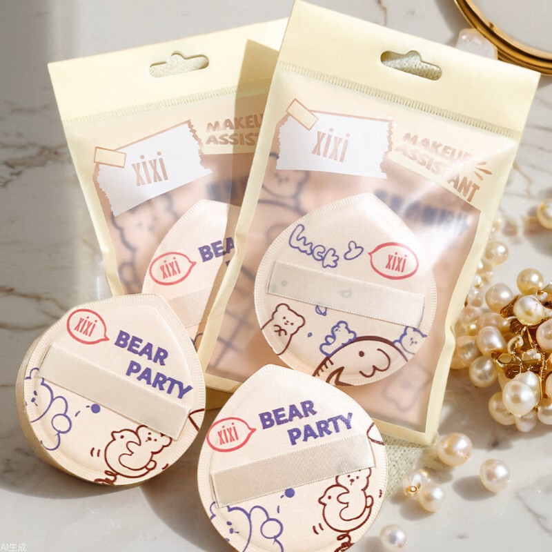 Xixi Bear Cub Milk Cafe Powder Puff Dry and Wet Dual-use Super Soft No Powder Sponge Foundation Beauty Egg Makeup Tool