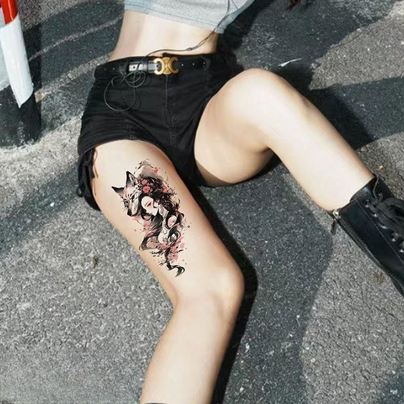 Fox Colorful Geisha Hannya Tattoo Sticker Long-Lasting Arm Simulation Ins Washable Hot Girl Flower Arm Student Fox Colorful Geisha Hannya Tattoo Sticker Long-Lasting Arm Simulation Ins Washable Hot Girl Flower Arm Student