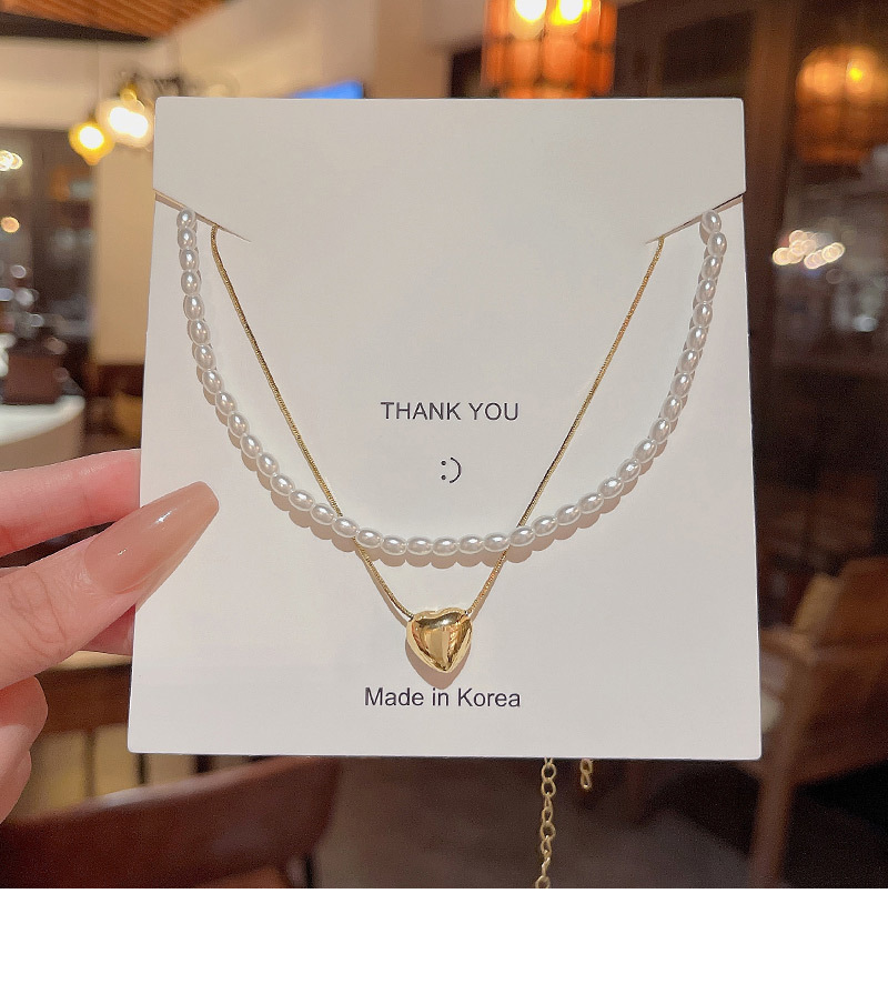 Simple Style Heart Shape Copper Plating Layered Necklaces 1 Piece