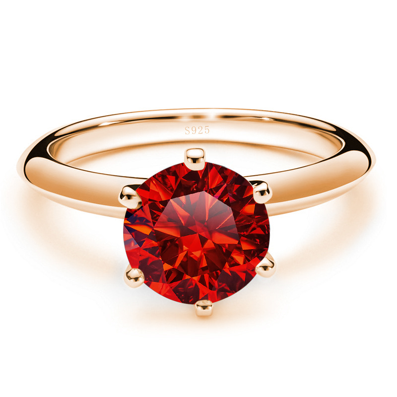 Comercio exterior transfronterizo clásico seis garras D color anillo de piedra de moissanita mujer S925 plata chapado en oro de 18k joyas de mano al por mayor