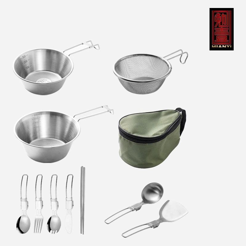 Travel handheld set for camping stainless steel, tableware