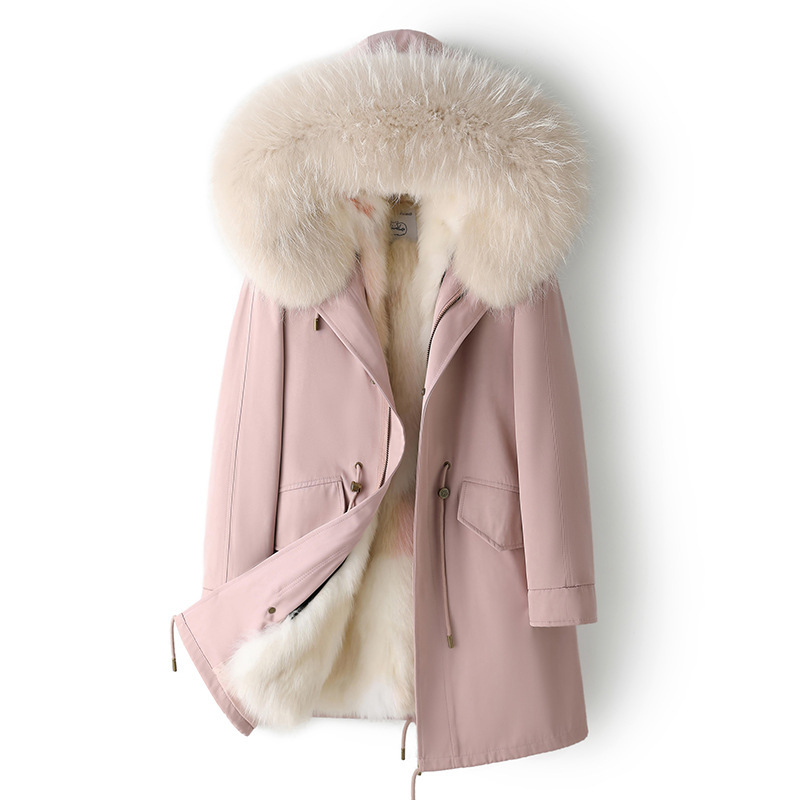 Haining 2025 New Winter Fox Fur Outwear Women's Parka Outwear Real Fur Young Classy Outwear