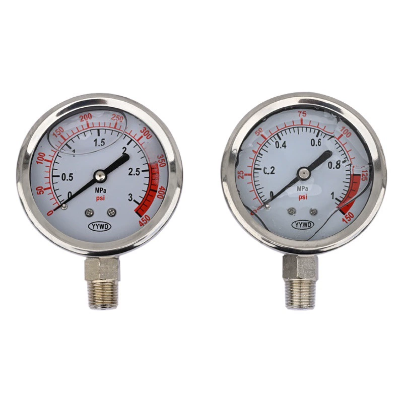 Манометр из нержавеющей стали, ударопрочный, высокотемпературный и коррозионностойкий, с глицериновым заполнением, радиальный манометр для измерения давления масла.