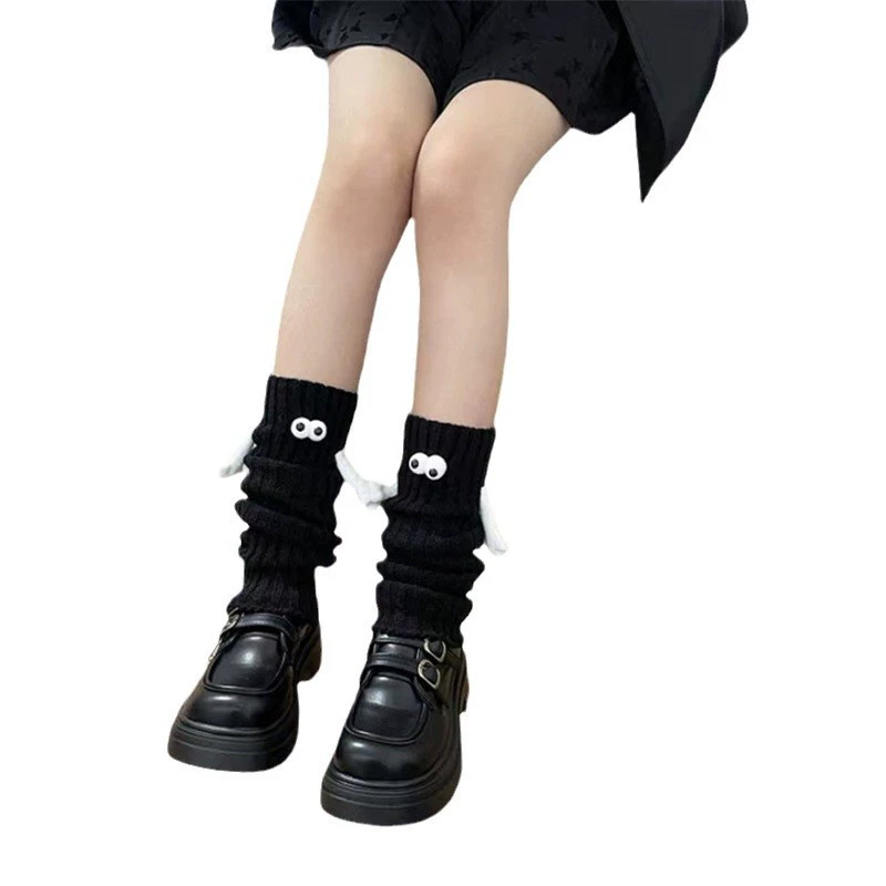 Демисезонные милые вязаные knee socks, гетры, комплект, средняя длина