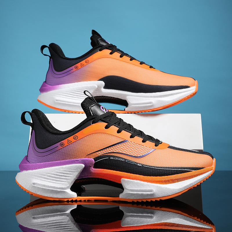 2025 nuevo ultra ligero amortiguador de palma de carbono zapatos deportivos de moda nacional juvenil antideslizante desgaste zapatos de carrera para hombre