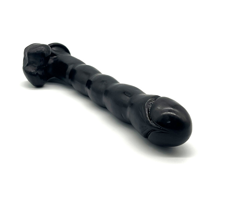 Caterpillar Textured PVC Dildo, Black Realistic Masturbation Stick for Adults — detail image 4